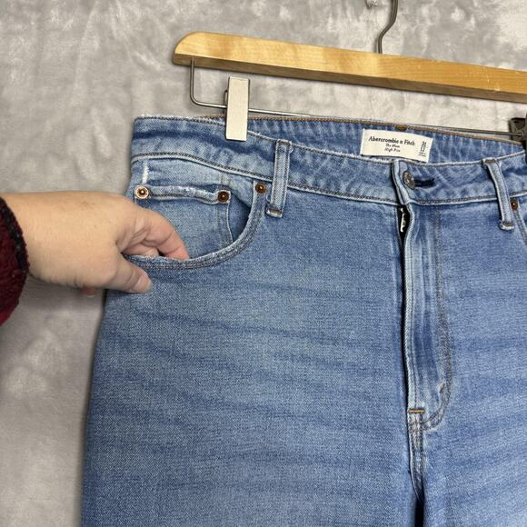 Abercrombie & Fitch Mom Jeans Womens 12 31 Blue High Rise Curve Love Denim - Picture 3 of 10